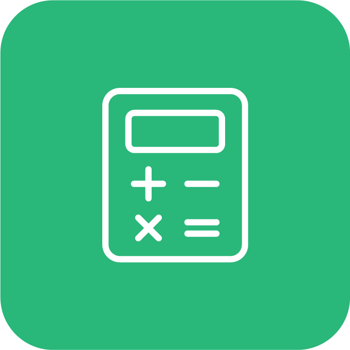 An icon of a calculator that represents the finance & analytics track.